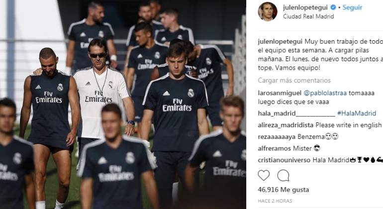Lopetegui y su gesto cariñoso hacia Benzema tras completar la primera semana de entrenamientos