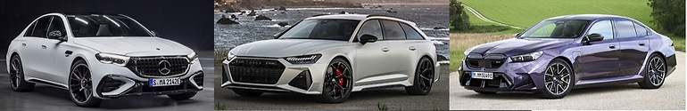 585 CV, 630 CV y 727 CV, propuestas de berlinas medias deportivas de Mercedes, Audi y BMW
