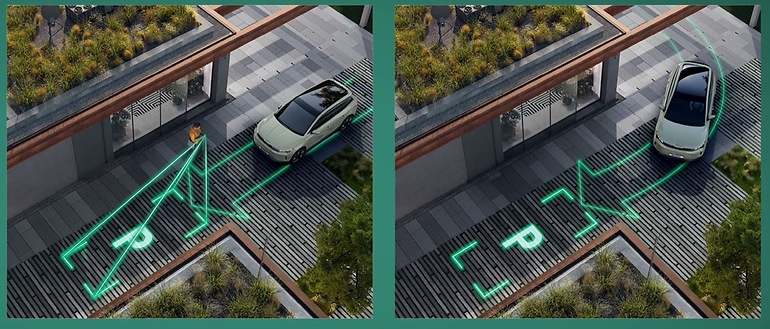 Desde fuera del coche, el conductor puede realizar el aparcamiento y desencadenar maniobras memorizadas de hasta 50 metros de recorrido