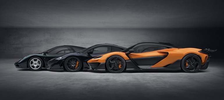 El McLaren W1 junto a sus antecesores ya legendarios, el P1 y el F1