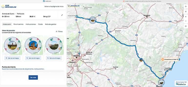Lugares en los que puede ser interesante hacer una parada para descansar y visitar