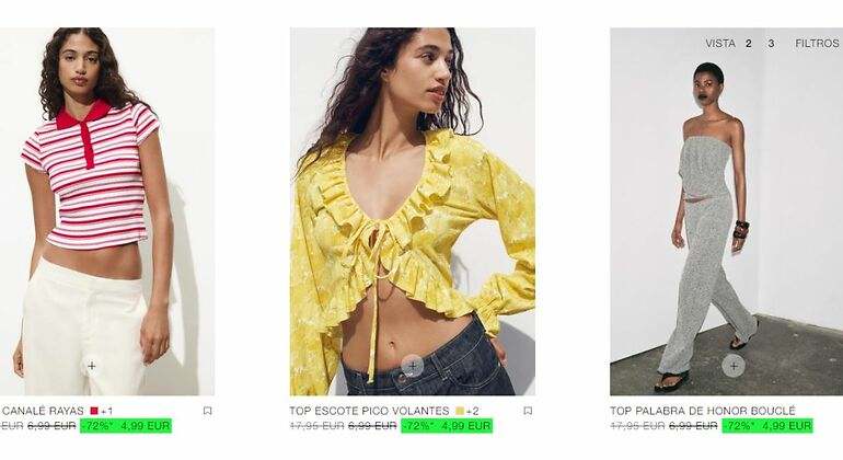 Tops y camisetas rebajados en Zara. / Foto: Zara