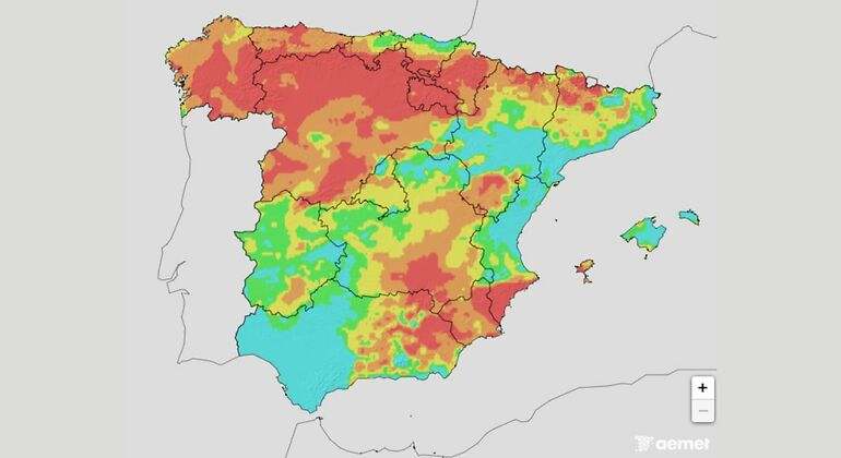 Mapa de la AEMET con las alertas por riesgo de incendios. / Foto: AEMET