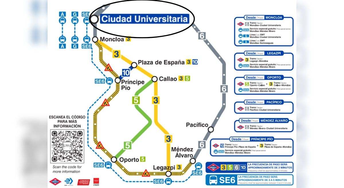 Exámenes de Selectividad en Madrid: así puedes llegar a la Complutense y al campus de Somosaguas esquivando los cortes de la línea 6 de Metro