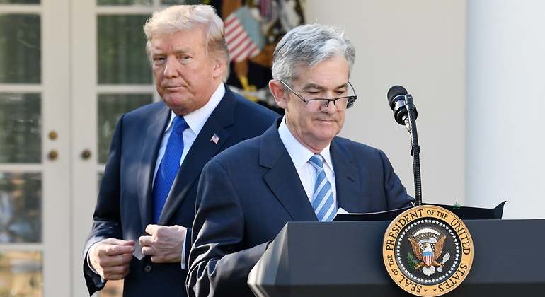 Jerome Powell con Donald Trump (Bloomberg)