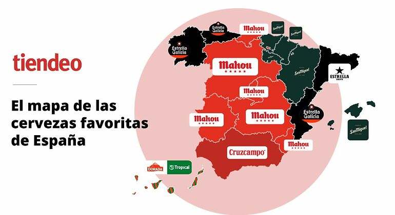 Mapa de las cervezas preferidas en España