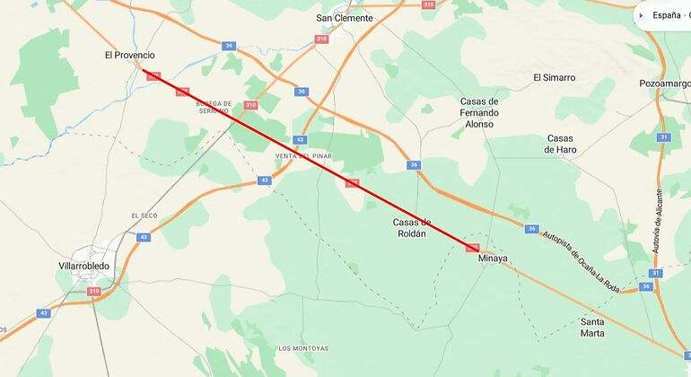 La recta de carretera más larga de España situada en la N-301