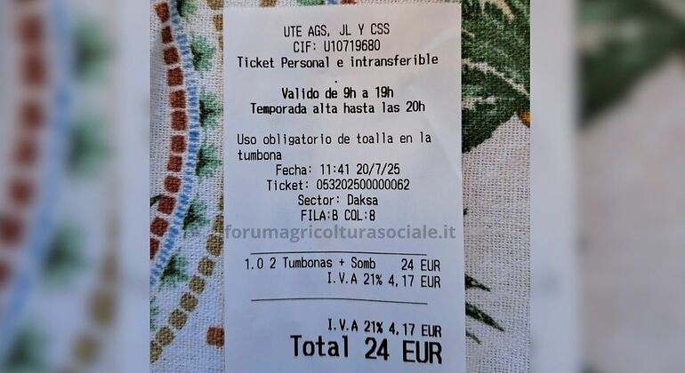 Ticket de una sombrilla en España