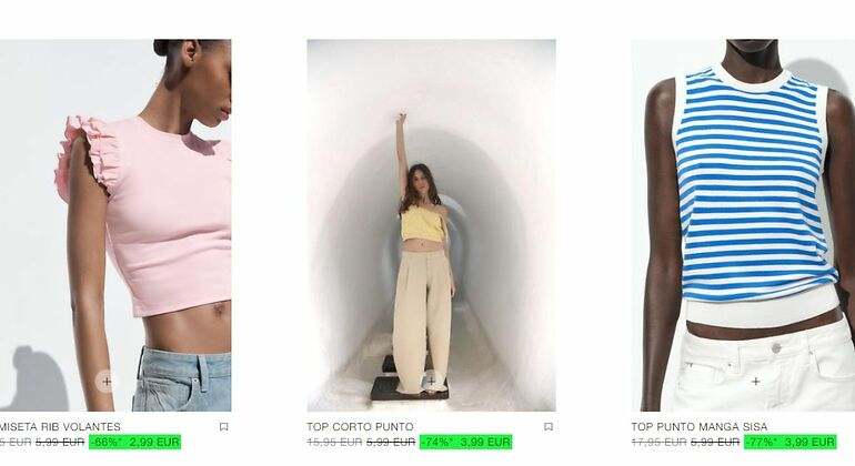 Tops y camisetas rebajados en Zara. / Foto: Zara