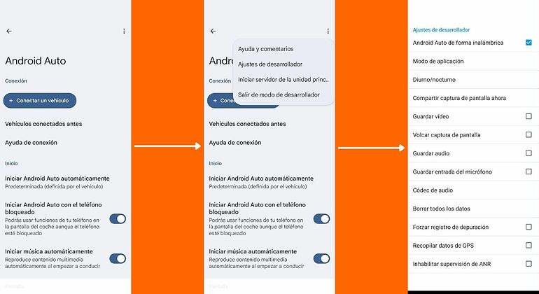 Montaje sobre cómo instalar el 'modo Dios' de Android Auto