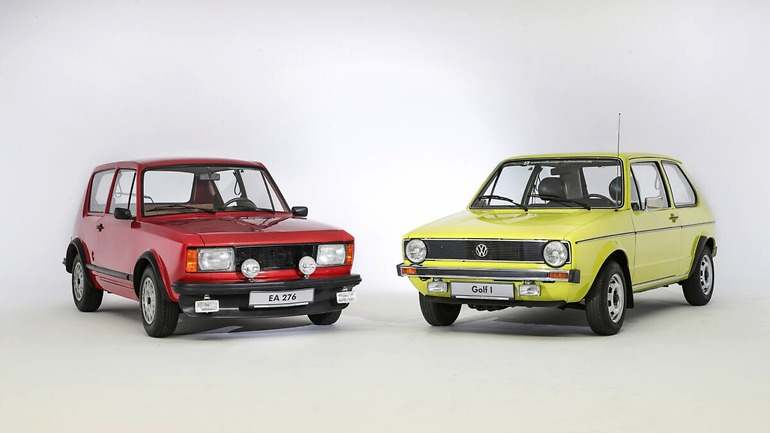 Golf I y el prototipo EA 276, el predecesor del Golf de 1969 desarrollado en Wolfsburg.