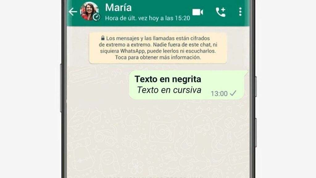 Enviar mensajes en negrita o en cursiva