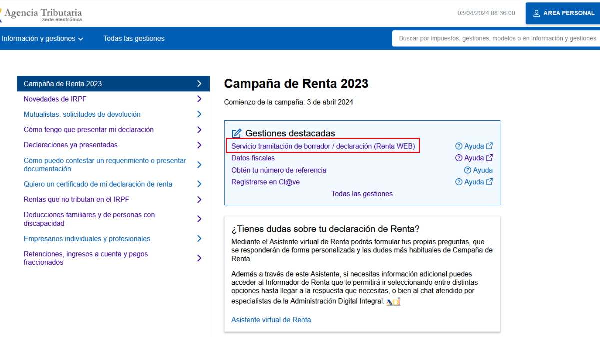 Accede a Renta Web