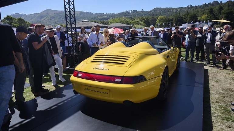 El Porsche 993 Speedster LT debutando en el certamen del Monterey de este año