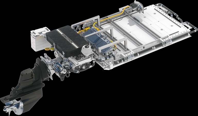 La batería de alto voltaje y el motor eléctrico proceden del Porsche Macan Turbo