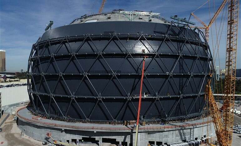 'The Sphere', en Las Vegas, durante su construcción