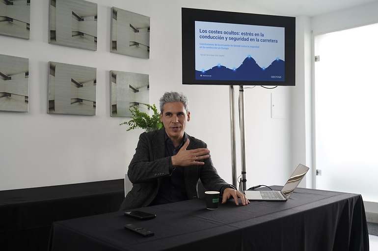 Iván Lequerica, CEO de Geotab Sur y Oeste de Europa, durante la presentación del informe sobre estrés y seguridad en carretera