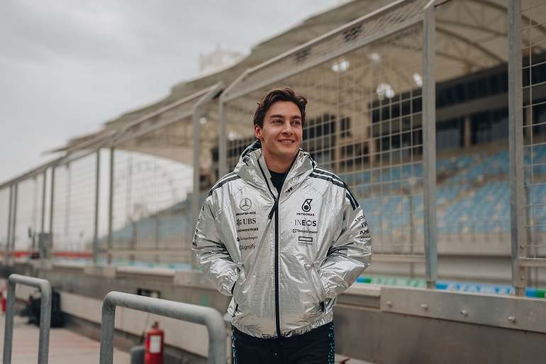 El piloto número uno de Mercedes, George Russell en los ensayos de pretemporada