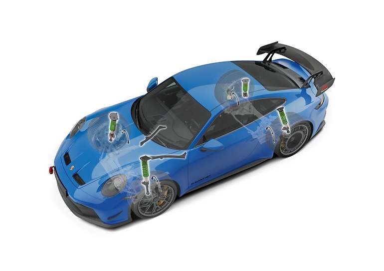 Manthey no solo prepara los coches de seguridad a Porsche y participa en carreras:  vende kits de mejora de suspensión, ruedas y aerodinámica a través de la red Porsche