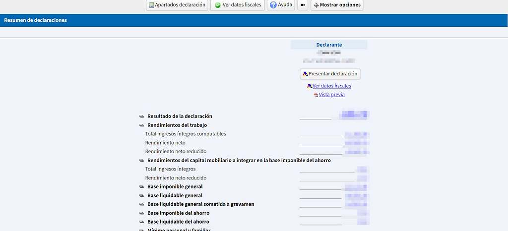 Llega al Resumen de declaraciones