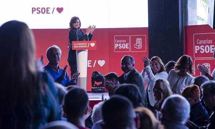 Carmen Calvo en un acto del PSOE en Canarias