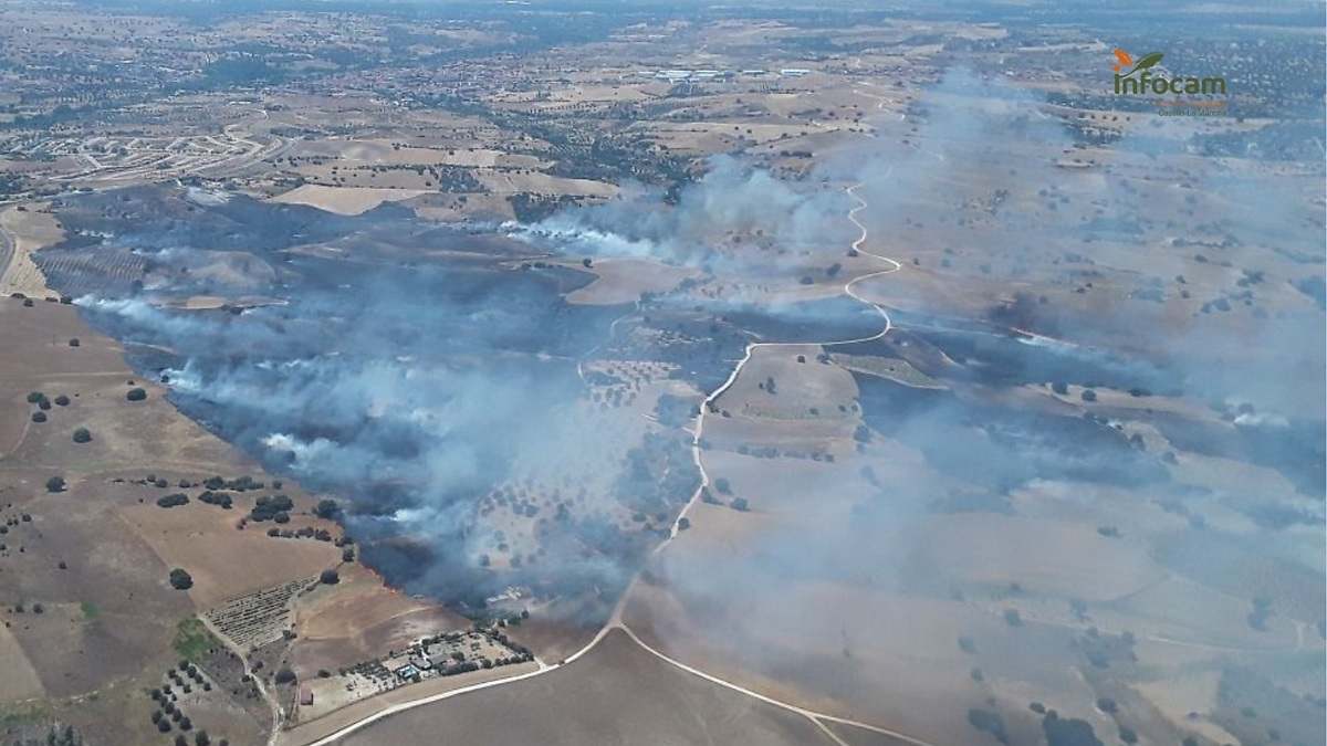 ¿Por qué el humo está cubriendo el centro de Madrid? Las imágenes que ha dejado el gran incendio en Méntrida