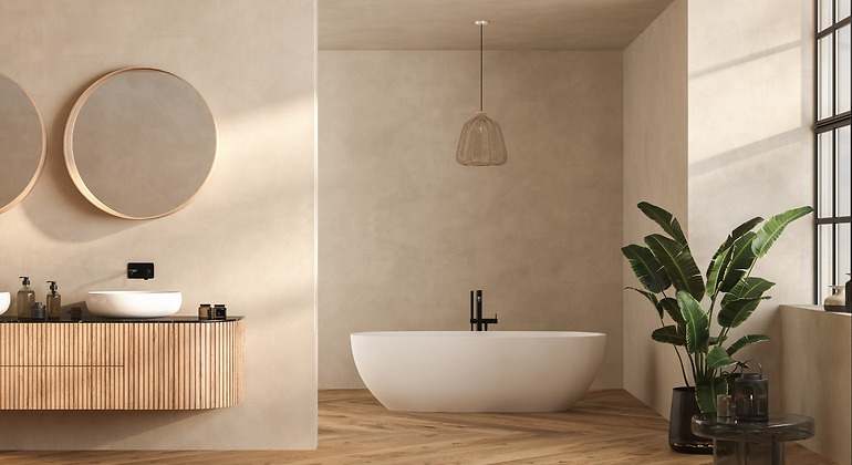 Baño con hormigón