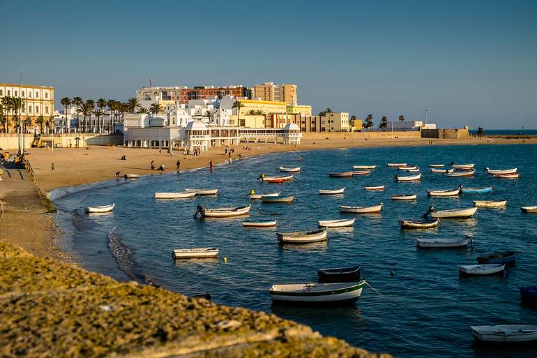 Puesta de sol en la playa de La Caleta, Santa Catalina