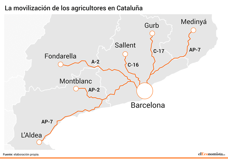 Tractorada en Catalunya.