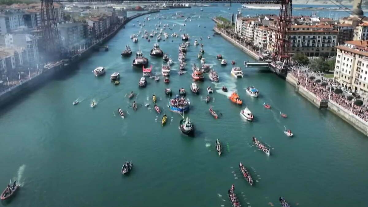Las espectaculares fotografías del Athletic con la Gabarra en Bilbao