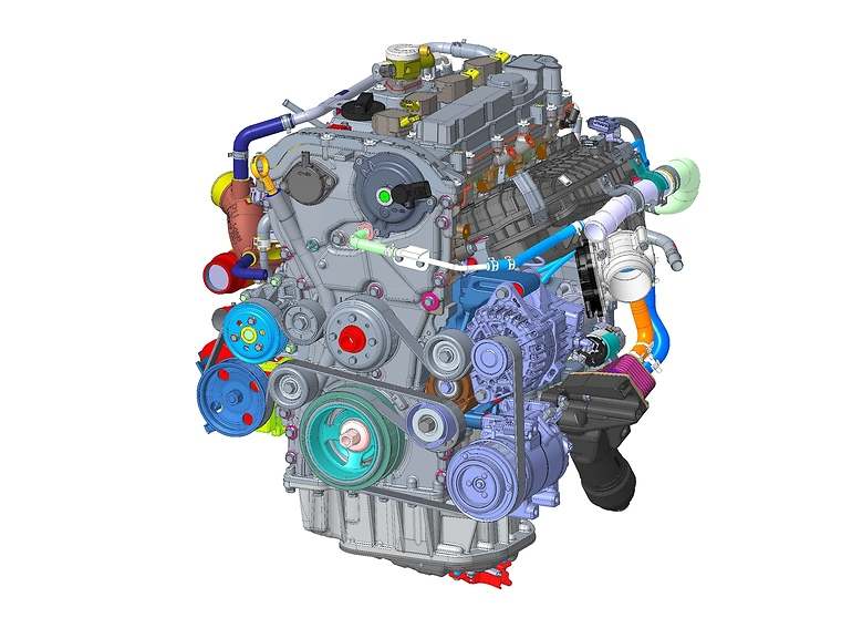 El motor mostrado por KIMM presenta un aspecto similar a cualquier motor atmosférico actual de gasolina