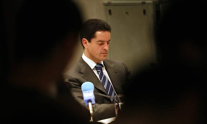Enrique Bauelos presidente de Astroc durante una rueda de prensa cuando la accin ya haba comenzado a desplomarse Fuente Guillermo Rodrguez