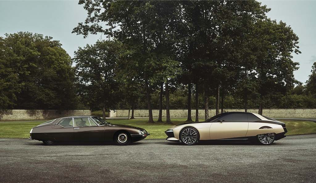 Concepto SM Tribute frente al modelo original Citroën SM, que equipaba un bloque V6 de 2,7 litros firmado por Maserati
