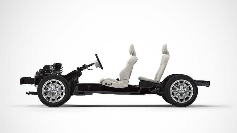 Plataforma modular flexible Volvo CMA, para todo tipo de motorizaciones, de combustión, híbrida o eléctrica.