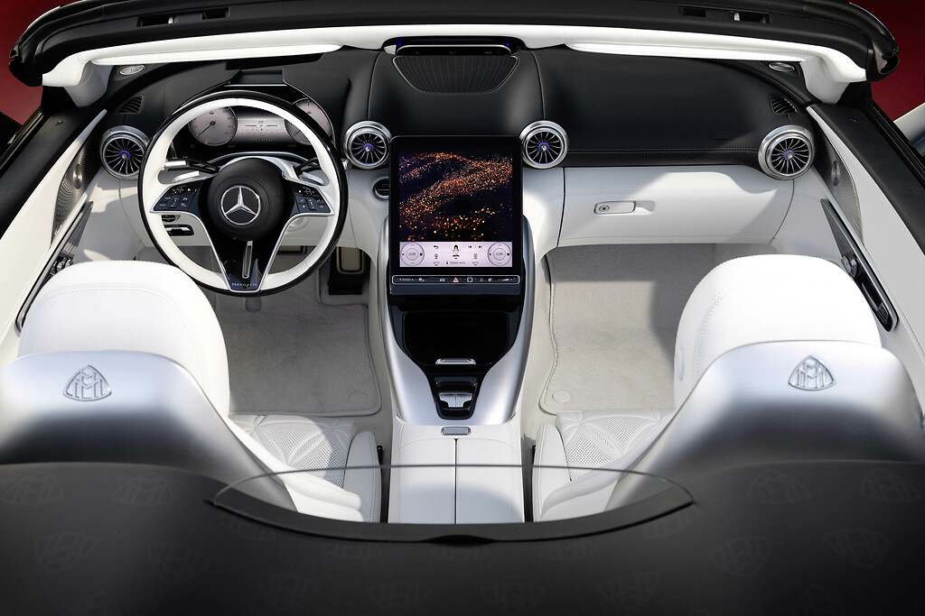 Mercedes Maybach SL 680 Monogram Series. El interior está revestido de cuero napa exclusiva curtido de forma sostenible en color blanco cristal.