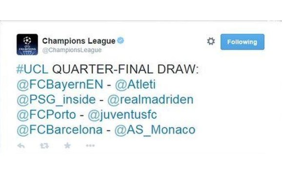 El falso emparejamiento en cuartos de la Champions League - EcoDiario.es El falso emparejamiento en cuartos de la Champions League - EcoDiario.es