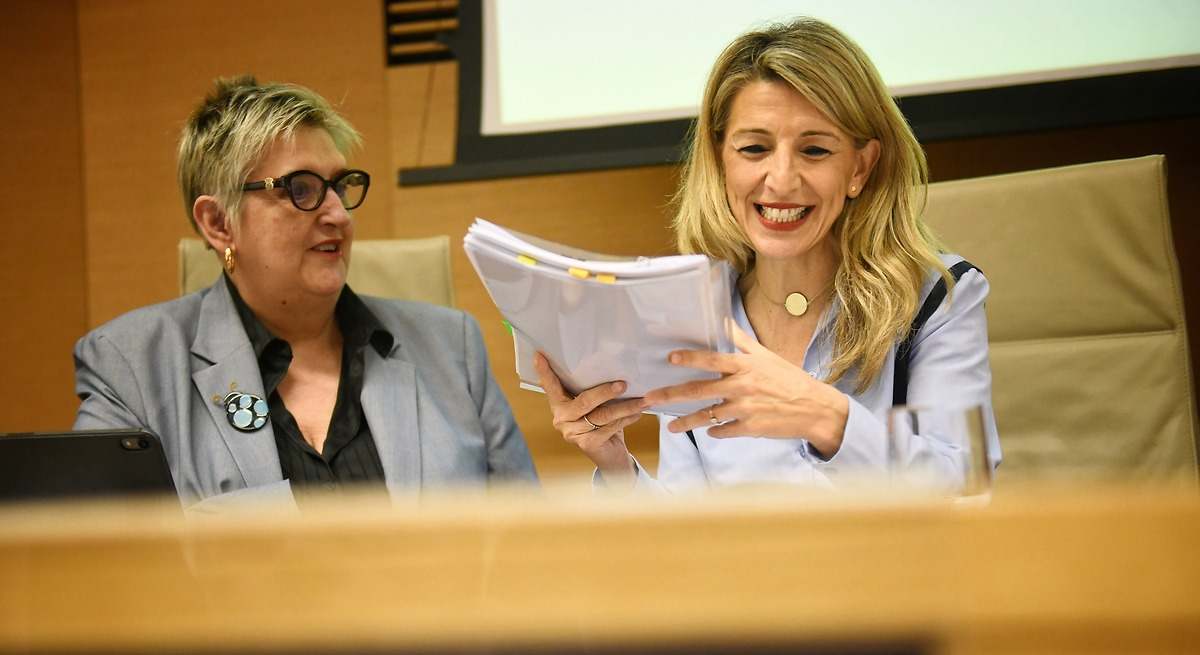 Yolanda Díaz denounces that in Spain you cannot live “with dignity” charging 1,599 euros per month