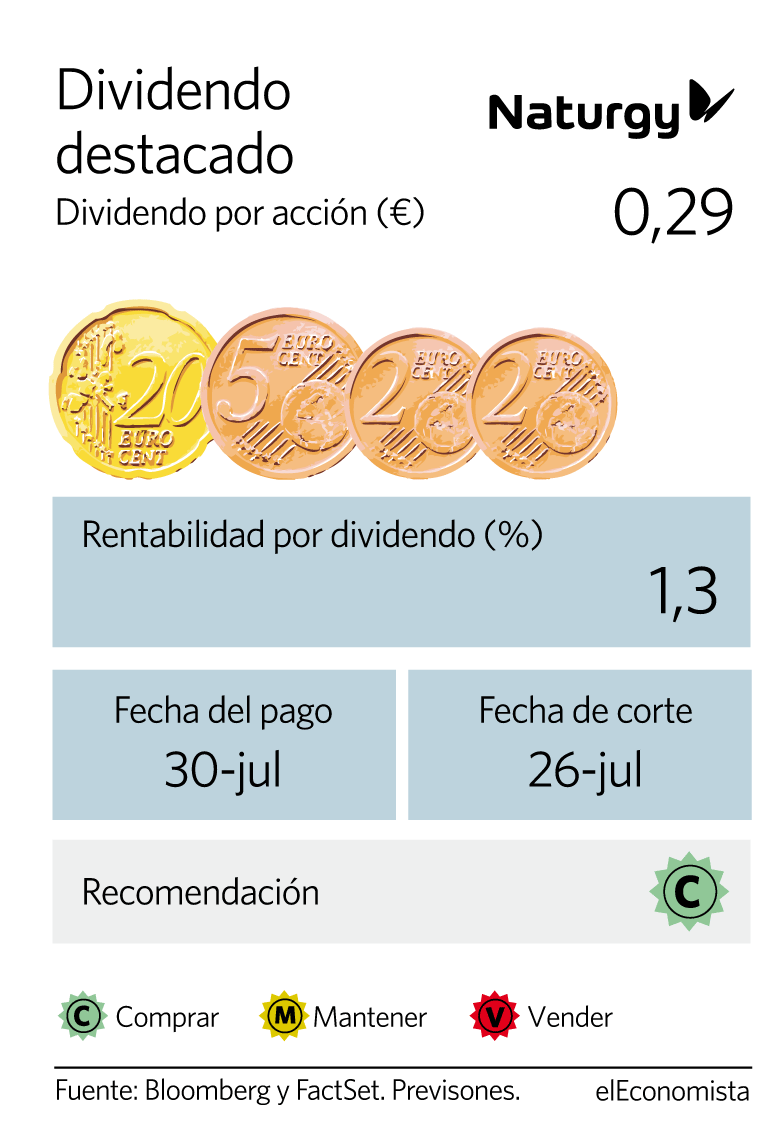 Se prevé que Naturgy pague 29 céntimos el 30 de julio