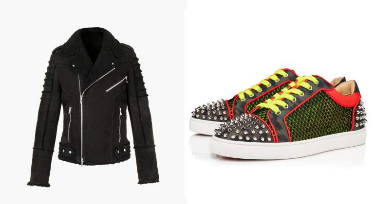 Cazadora de Balmain (3.350 euros) y zapatillas de Christian Louboutin (795 euros)