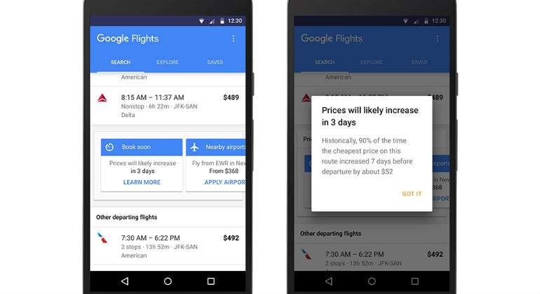 Google informará al usuario de cuándo comprar el billete de avión más barato