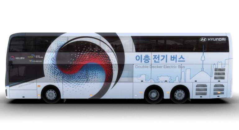Autobús eléctrico de Hyundai de dos pisos.
