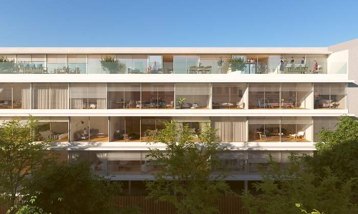 Vista exterior de la promocin inmobiliaria Caledonian Javier Ferrero en Madrid