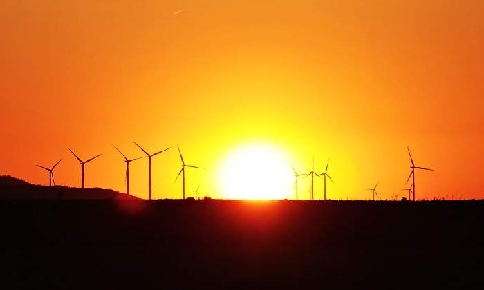Molinos de vientos al atardecer
