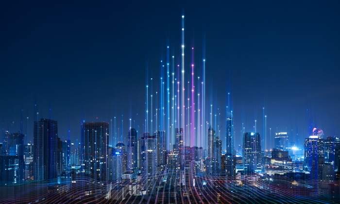 Concepto de smart city con lneas que simulan conexiones