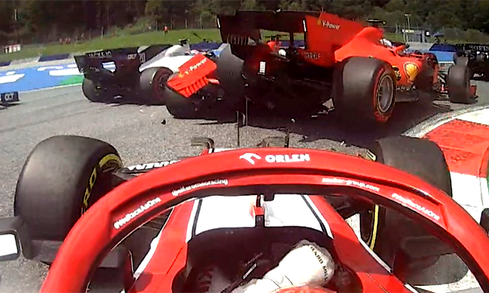 Accidente Leclerc Vettel