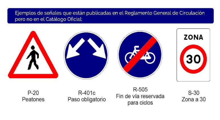 Señales que no están publicadas en el Catálogo Oficial