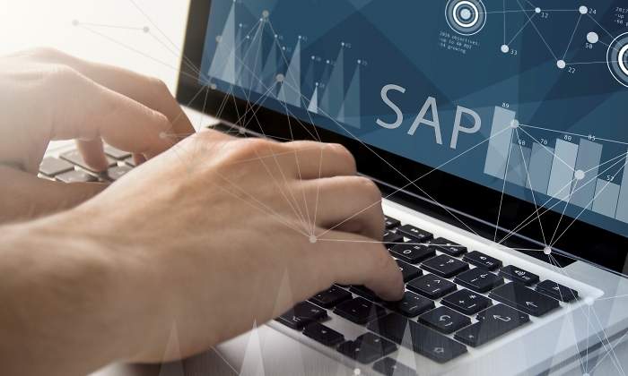 Una persona trabaja en SAP en su porttil