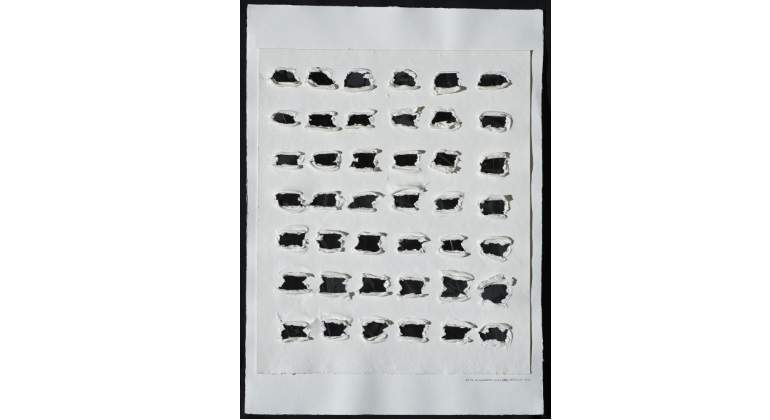 EP 94, 2013 Cotton pulp, tar 57.48 x 41.14 in 146 x 104.50 cm.