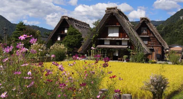 Casa madera Shirakawa-go, Japón.