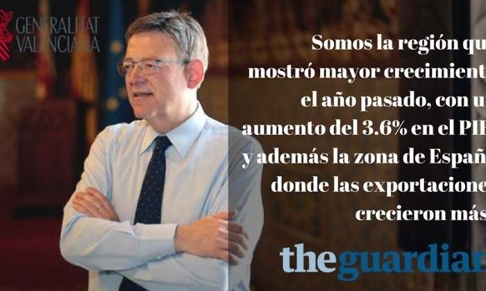 Imagen difundida por la Generalitat sobre la entrevista en The Guardian GVA